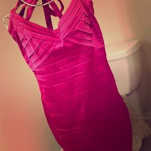 Pink backless fitted dress